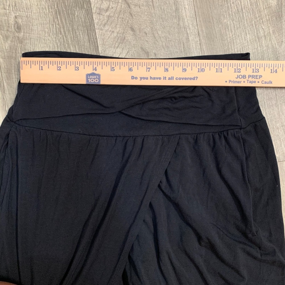 Athleta Black Wrap Front Lounge Yoga Sz Small Pants Draped Leg Slits Relaxed Fit - Picture 8 of 12